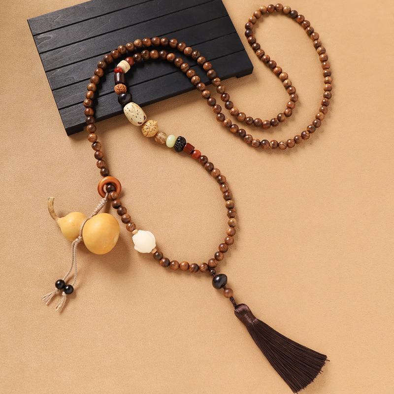 

Зеленый сандал цепочка кроссбоди тыква бусы Дуобао нишевое литературное длинное ципао задняя цепочка женская