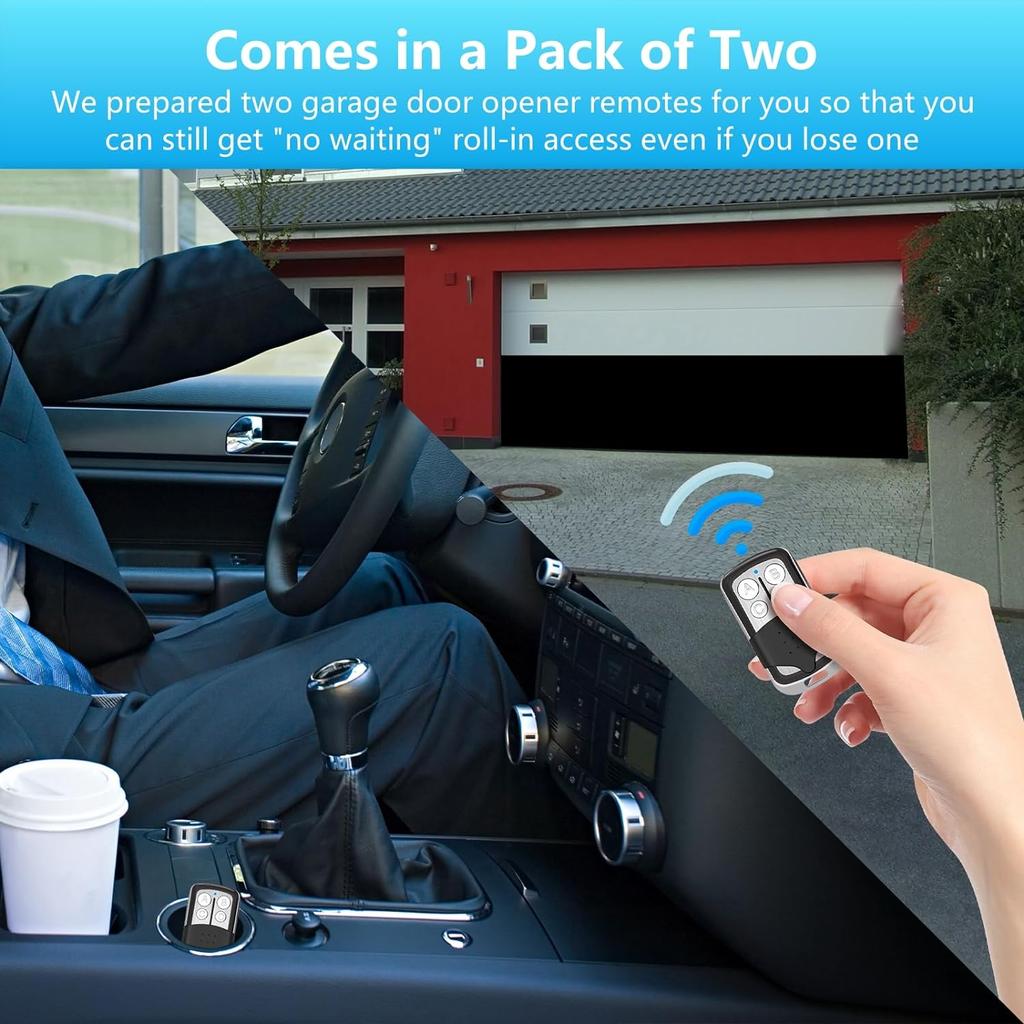 Universal Garage Door Opener Remote 4 Channels RF433MHz Remote Control Keychain Clone Fixed Learn Rolling Code