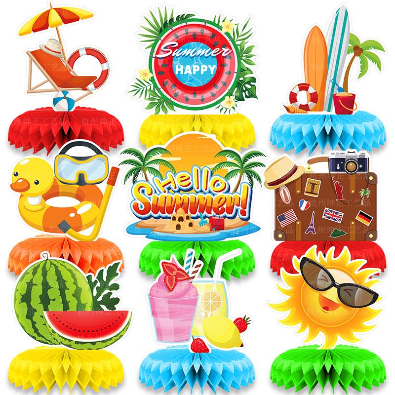 Spring Tropical Fruit Party Ceiling Decorations: Pineapple, Strawberry, Apple, and Grape Honeycomb Balls