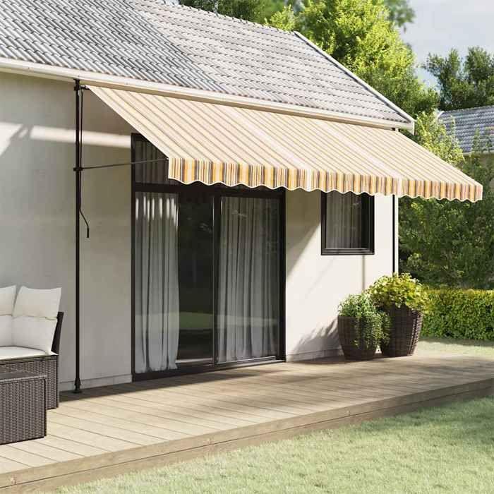 VidaXL Tissu de remplacement pour auvent rayures multicolores 4,5x3 m, dessus d'auvent de remplacement, parasol de terrasse, 367738