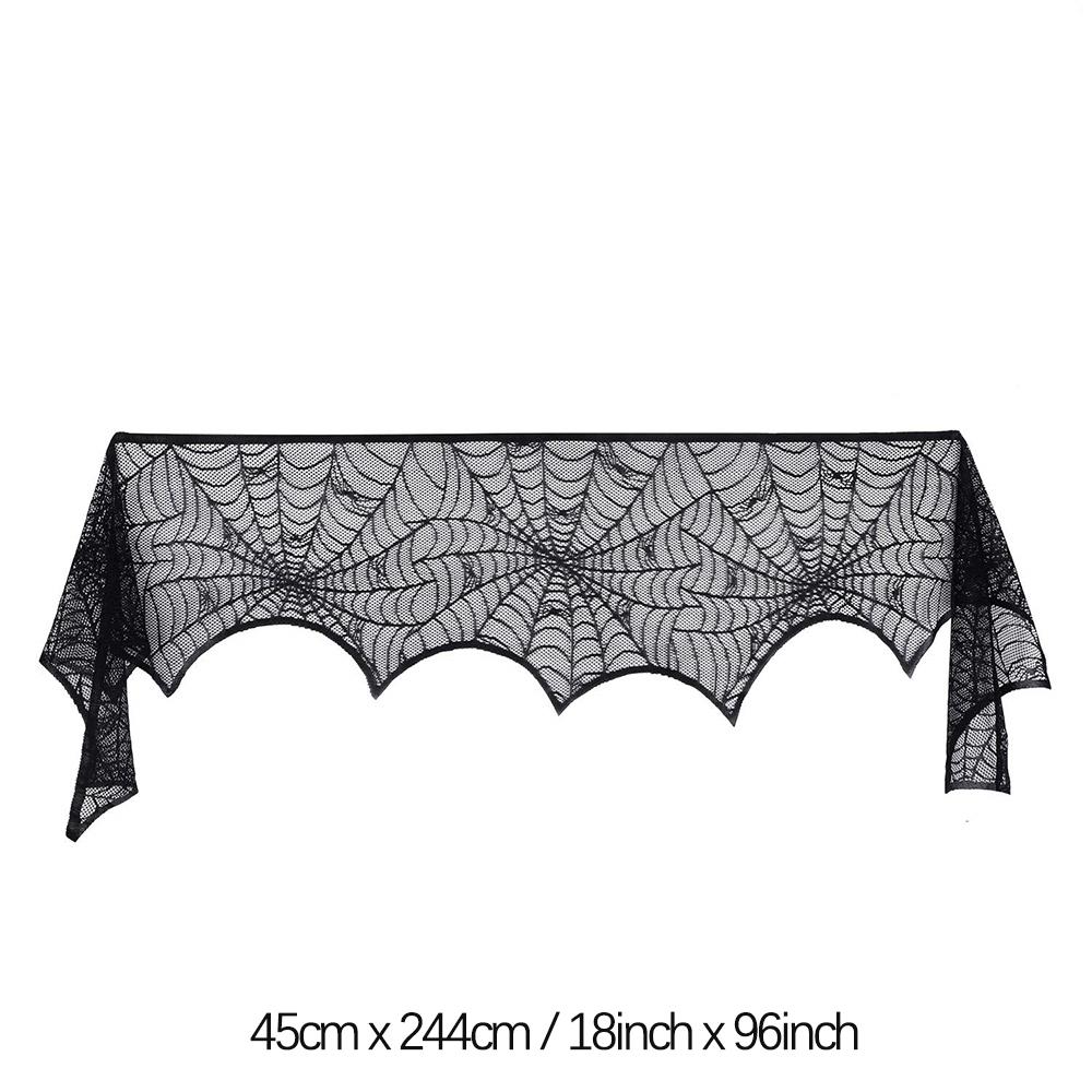 Halloween Tischläufer Tischdecke Spinnennetz Halloween Schwarze Kaminumrandung für Hausparty Halloween Dekoration
