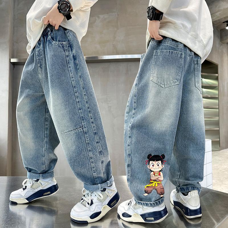 

Джинсы для мальчиков Детские Модные Осенние Брюки Свободные Повседневные Брюки 150