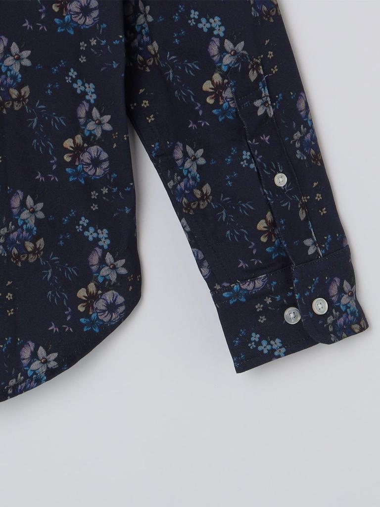 Ships Colors Men's Machine Washable Printed Long Sleeve Shirt, Navy, Size S (211180033)