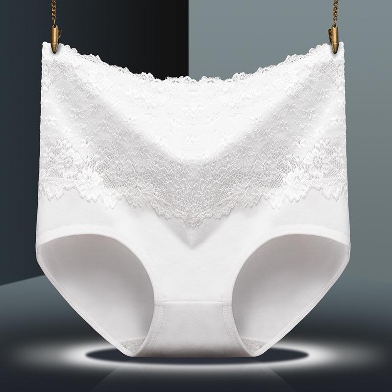 5pcs/pack High Waist Briefs Panties Women Sexy Lace Underwear Plus Size Bamboo Cotton Panties
