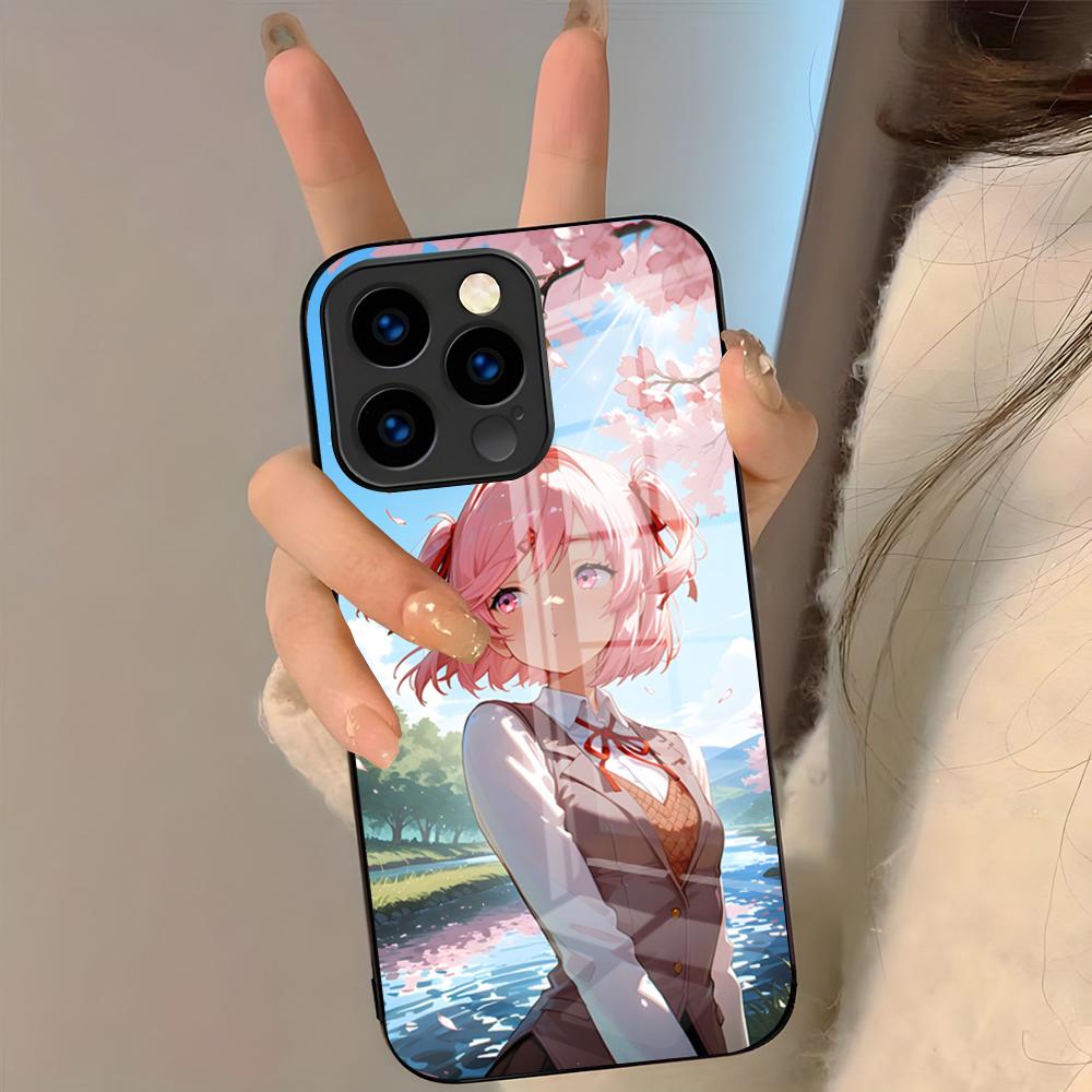 Cartoon Character Natsuki Phone Case For IPhone 17 Pro Max 16 15 14 Pro Max 13 11 Plus Glass Cover