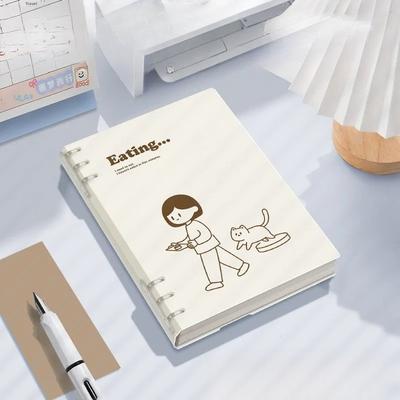 Loose-leaf Notebook Anti-bleed A5 60 Sheets Pencils Cute Puppy Panda Binder Students Office Kawaii Student Office Stationery Set