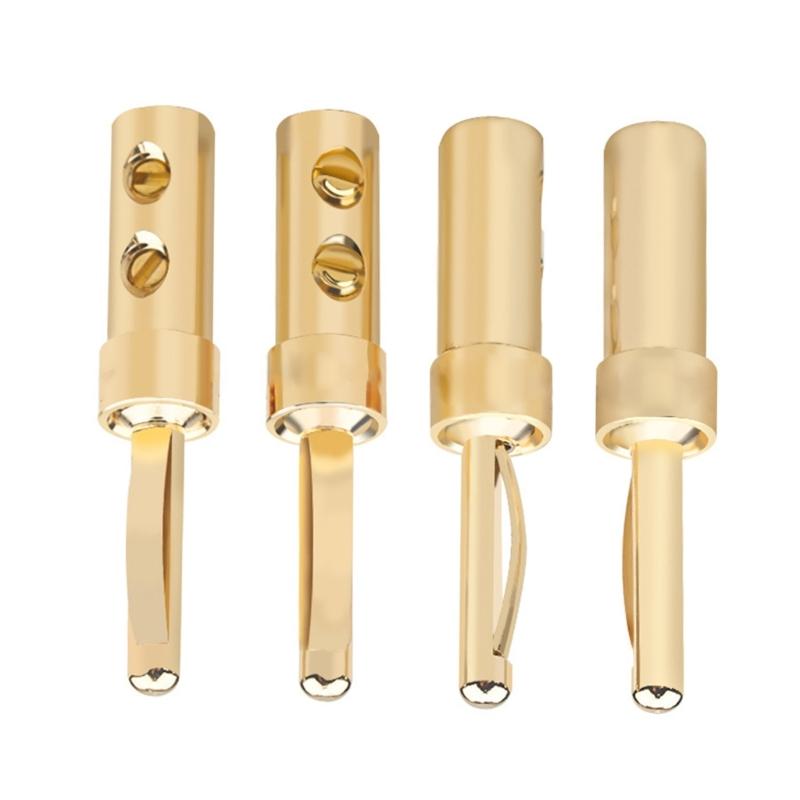 

4PCS Gold Plated Solid Copper Banana Plugs With Copper Inserts Enhances Transmission 1