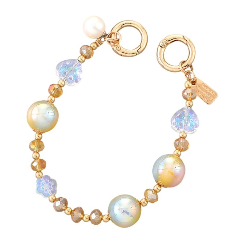 Beaded Phone Bracelet Strap,Phone Beaded Wrist Strap Phone Bracelet Lanyard for Women Phone Keychains Charm