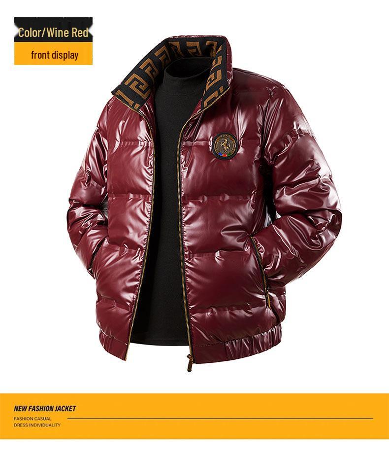 Herren Trendy Glänzende Daunenjacke - Große Größen Winter Outdoor Mode mit Revers