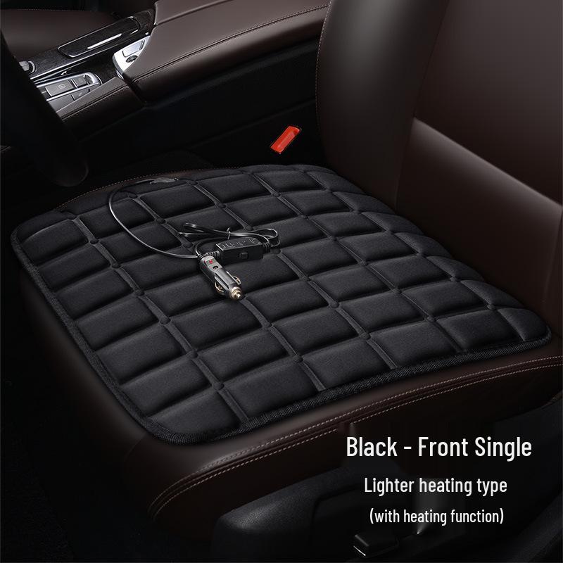 Plaid Heated Car Seat Cushion for All Seasons - Single Seat Interior Accessory.