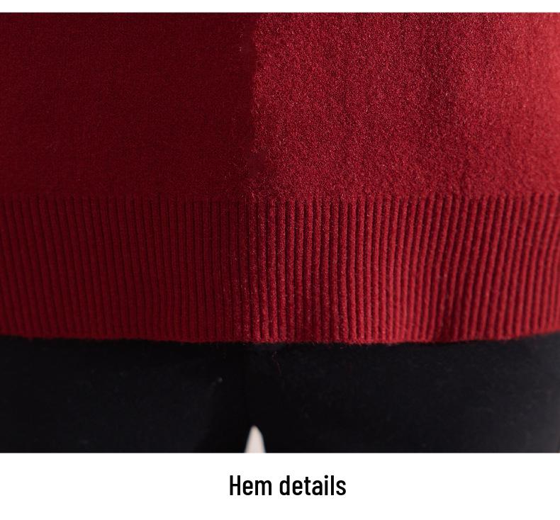 Women's Mid-Aged & Elderly Knitted Half-high Collar Fleece Sweater - Stylish, Thermal, Thickened Winter Wear.