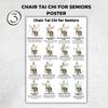 3Pcs Seated Tai Chi Practice Poster for Seniors Balance Stability Training