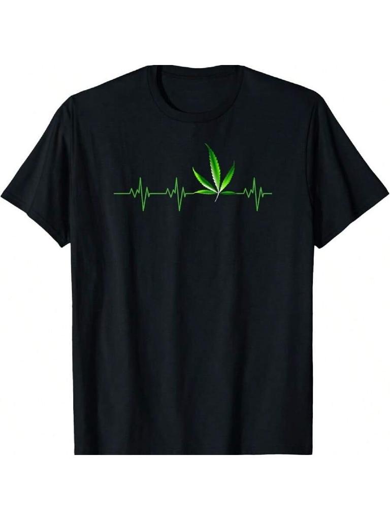 Unkraut T-Shirts für Männer & Frauen Marihuana Blatt Herzschlag Geschenk T-Shirt
