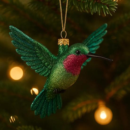 Colorful Hummingbird Christmas Ornament Xmas Tree Car Rearview Mirror Acrylic Hanging Bird Shape Decoration Holiday Party Pendant
