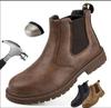 Scarpe da lavoro antinfortunistiche impermeabili per uomo Stivali in pelle con testa in acciaio Calzature maschili Scarpe da lavoro da costruzione indistruttibili Marrone