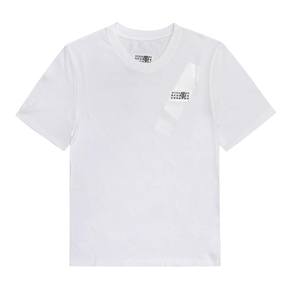 MaiSon Margiela S52gc0336 M20048 101 Женская футболка с коротким рукавом и патчем с логотипом нумерации Mm6 S52GC0336 M20048 101 (S)
