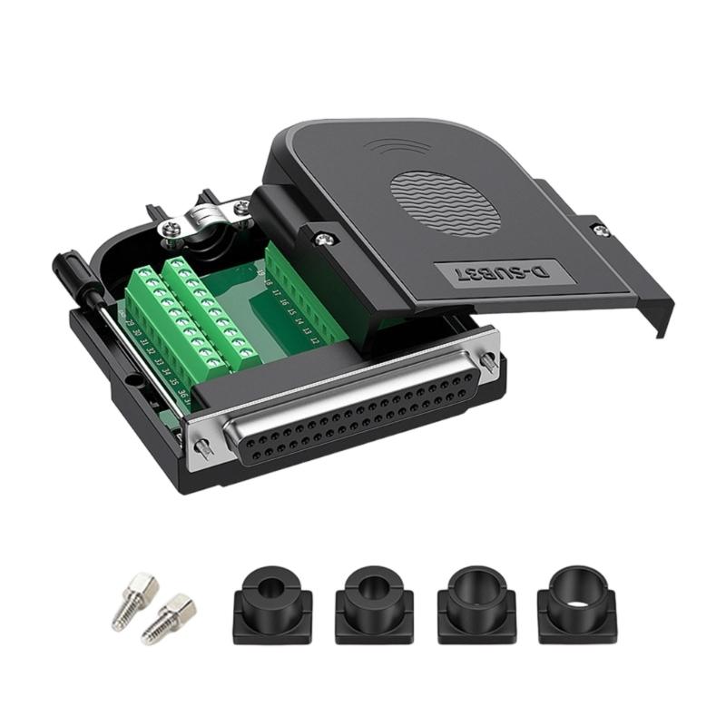 Cienki adapter DB37 bezlutowy RS232 D-Sub z obudową typu Fold Lock i wieloma przewodami końcowymi
