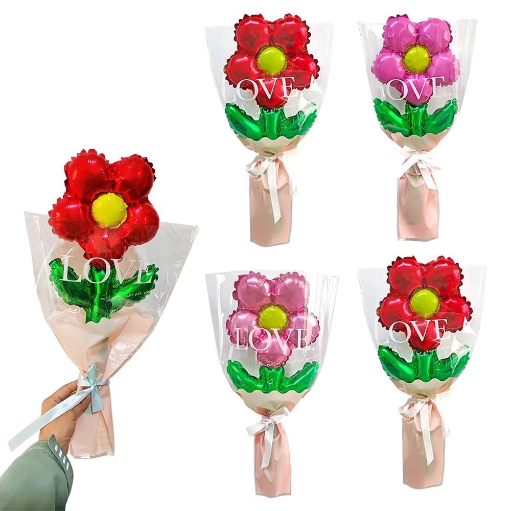 10pcs Aluminum Foil Daisy Rose Flower Balloon Romantic Five Petal Flower Balloon  Mother's Day