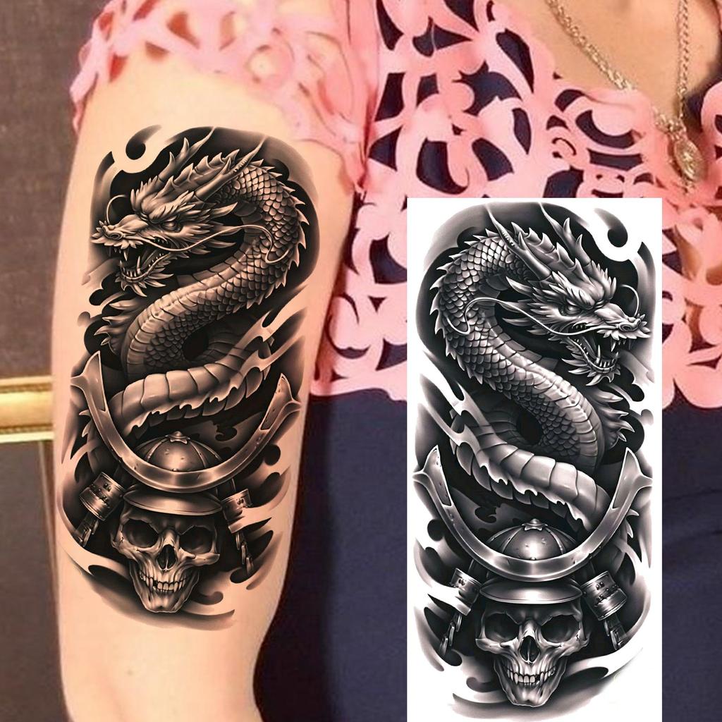 1 Foglio Tatuaggi Temporanei Drago Cobra Serpente Aggressivi Per Uomini Donne Braccio Tatuaggi Impermeabile Realistico Falso Tatuaggio Adesivo Lunga Durata