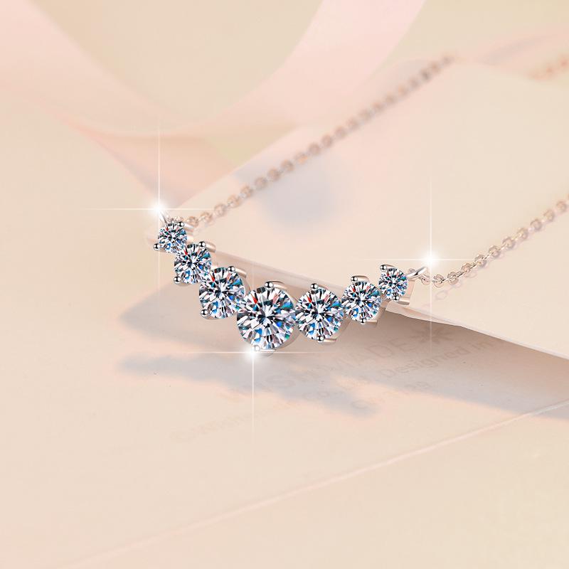 S925 Sterling Silver Moissanite Princess Pendant Necklace - Elegant Women's Fashion Clavicle Chain