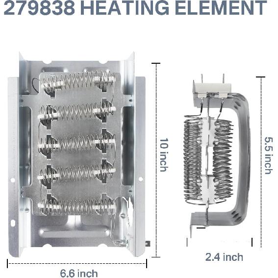 W10724237 279838 Dryer Heating Element Replacement for Whirlpool Ken-more Dryer -4531017 Dryer Heater-Replacement 3398064 3403585 8565582 AP3094254