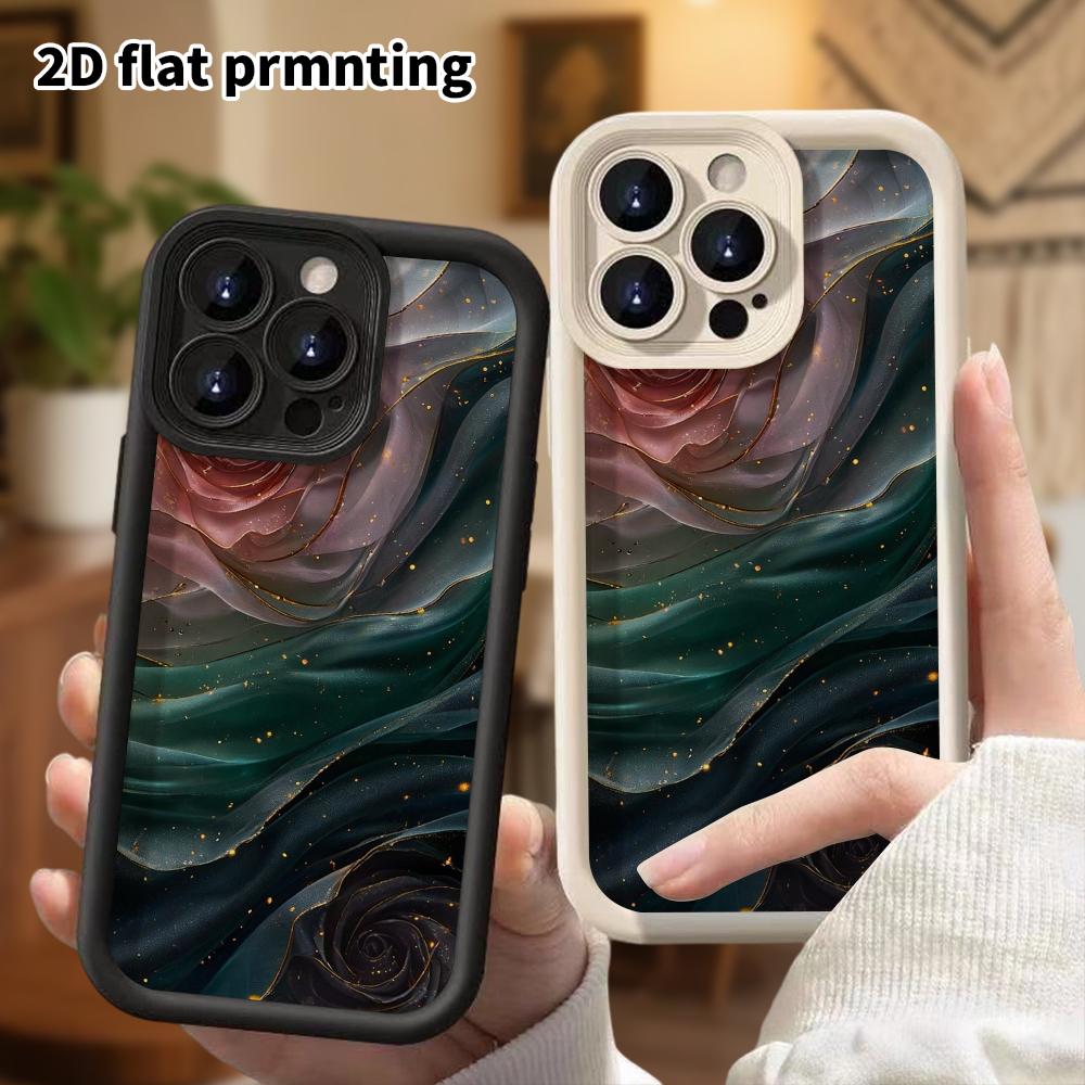 Phone Case: 2D Flat Design for iPhone 13-18 Pro with Stepped Protection, Pink, Black, Green, and Gold, Perfect for Christmas or Halloween Gifts