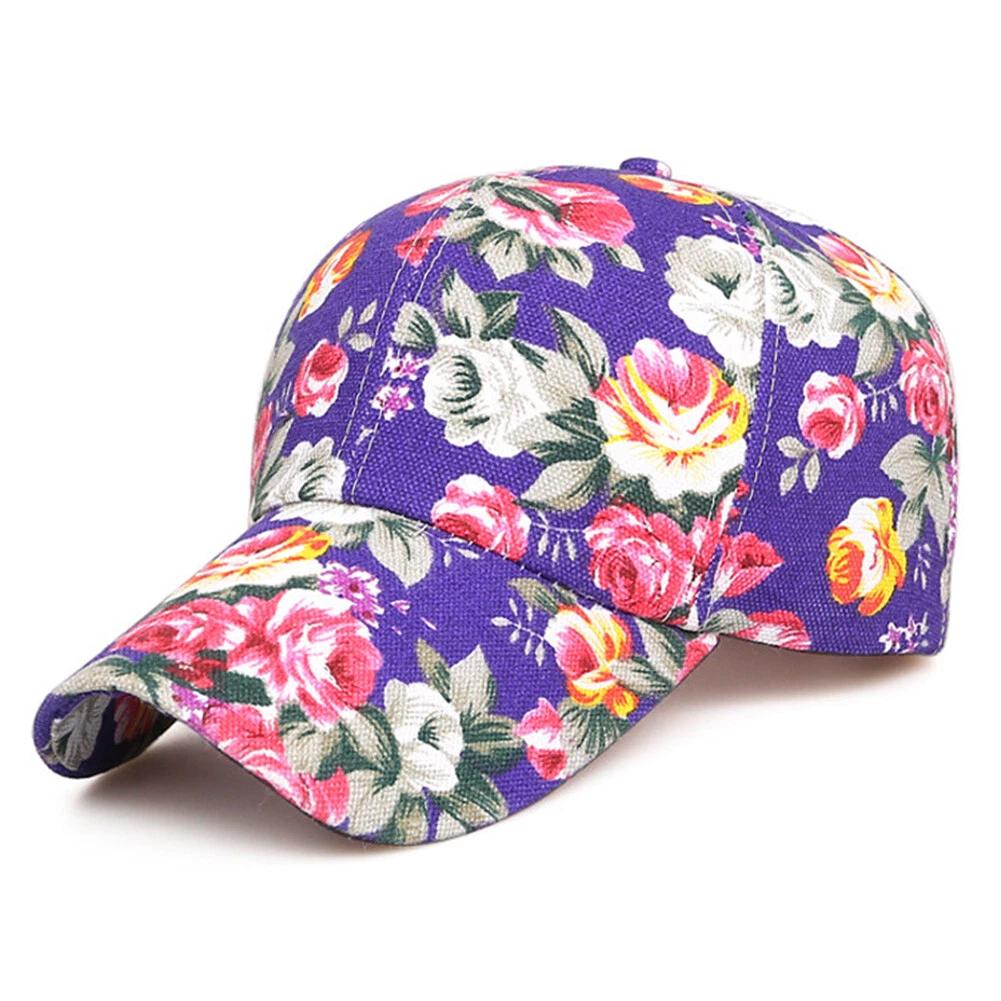 Outdoor Sunscreen Hat Casual Women Baseball Cap Adjustable Casual Cap Cotton Polyester Floral Printed Hat For Spring Outdoor