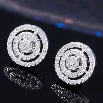 Luxurious Exquisite Round-shaped Inlaid Zirconia Stud Earrings For Women Fashion Versatile Accessories Trendy Zircon