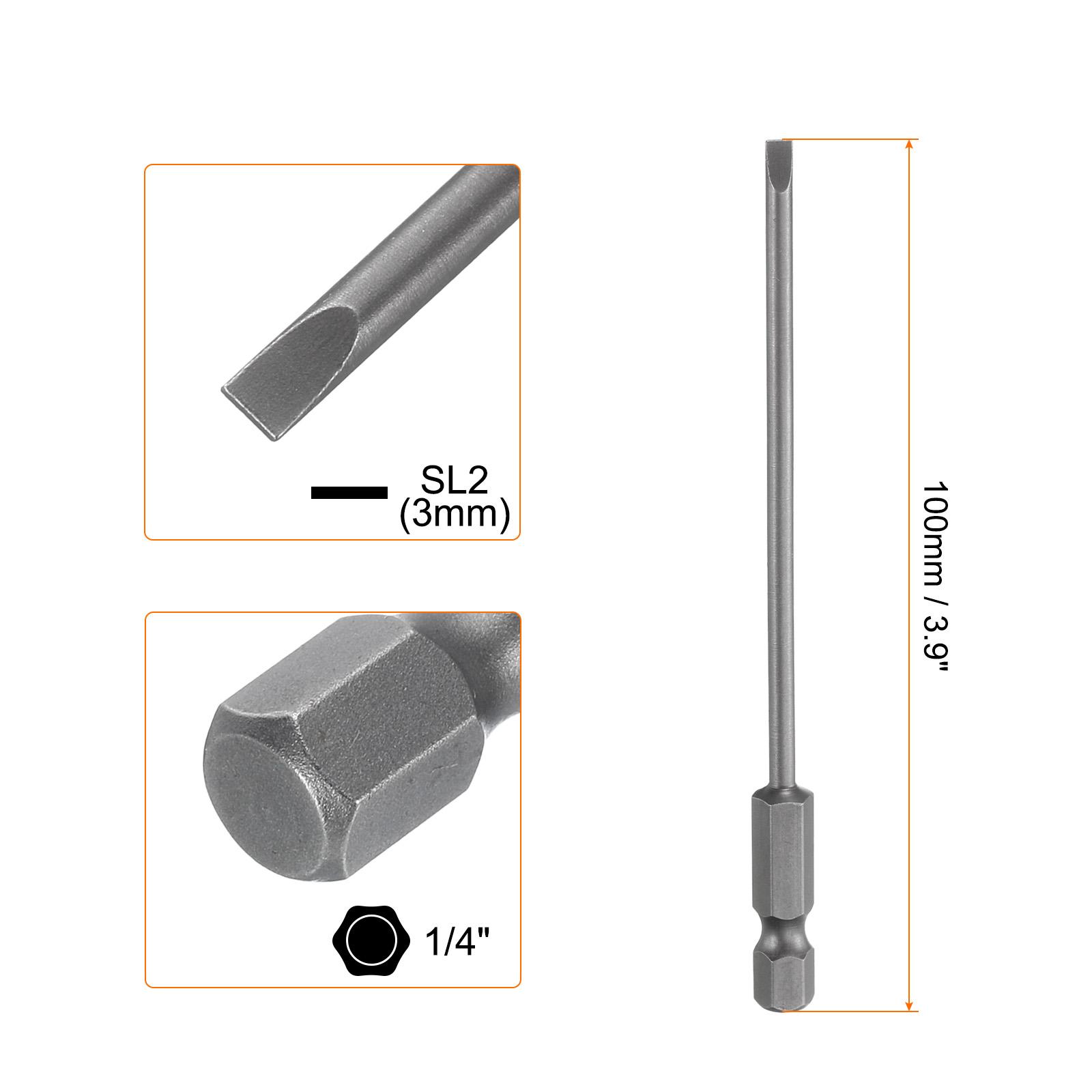 

1/2/5pcs SL2.5 SL3 SL4 SL5 SL6 Magnetic SLotted Screwdriver Bits S2 Steel Flat Head Screwdriver Bit 1/4 Hex Shank Screw Driver 1pcs