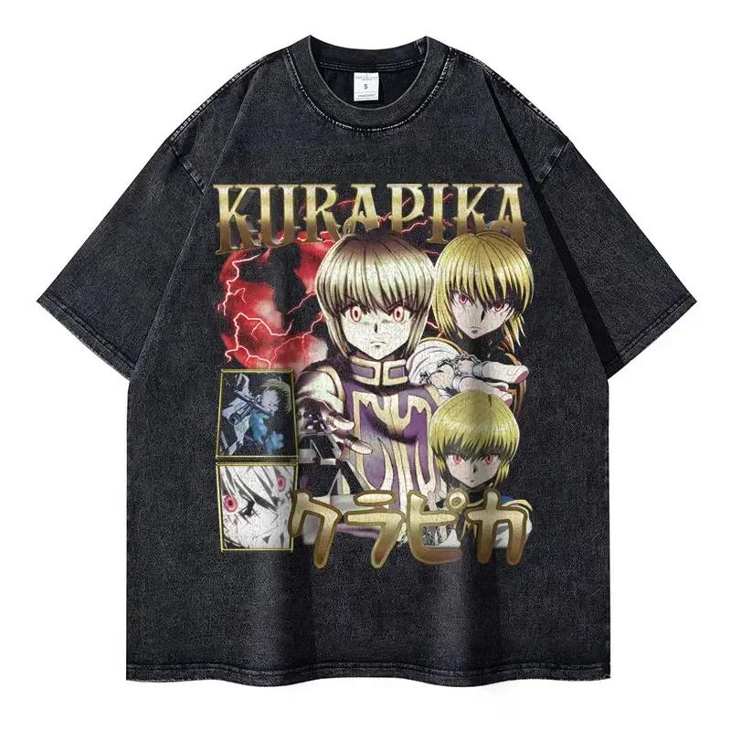 Vintage Washed Anime Hunter X Hunter T-Shirt Men's and Women's  Cotton Comfortable Fit Tee Casual Streetwear Summer