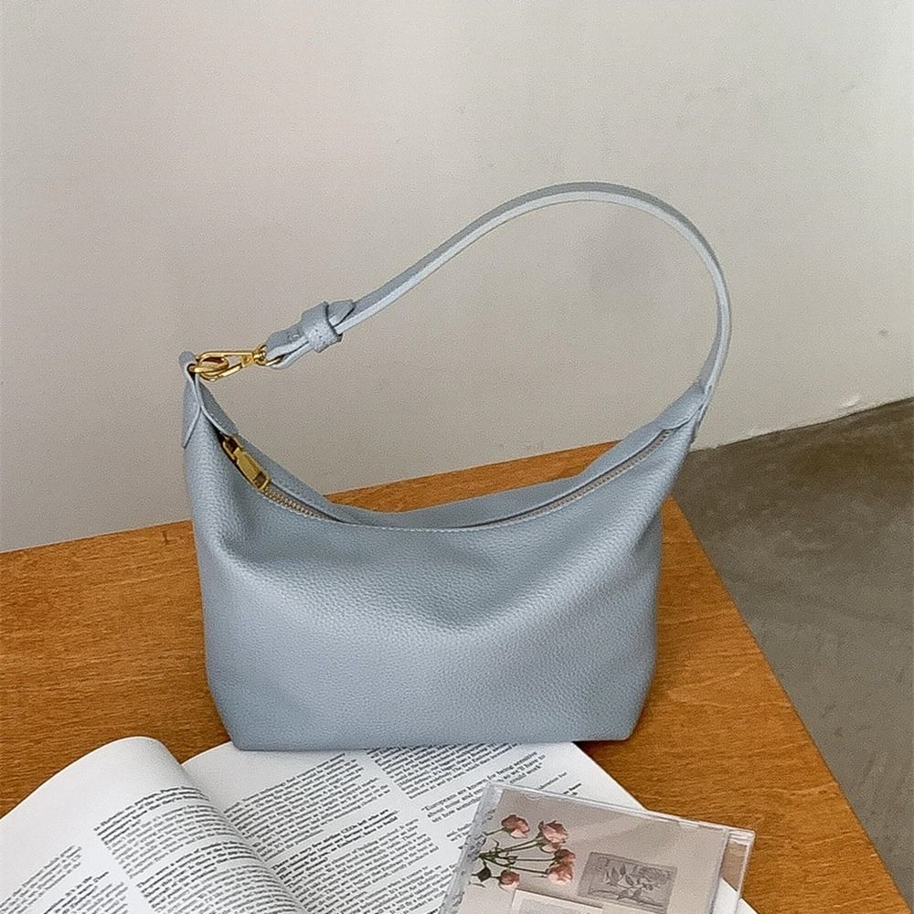 Solid Color PU Hobo Bag Korean Style PU Dumpling Bag Elegant French Style Handbag  Autumn