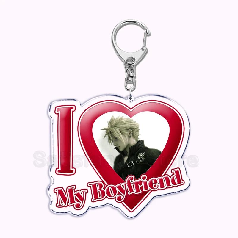 Pfp Sephiroth Acrylic KeyChain Pendant Key Ring I Love My Boyfriend Girlfriend Pink Heart Keyring for Bag Pendant Jewelry Gifts
