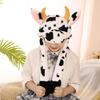 Warm Hat with Jumping Ears Party Stuffed Cow Ox Horn Toy Fleece Cap for Kids