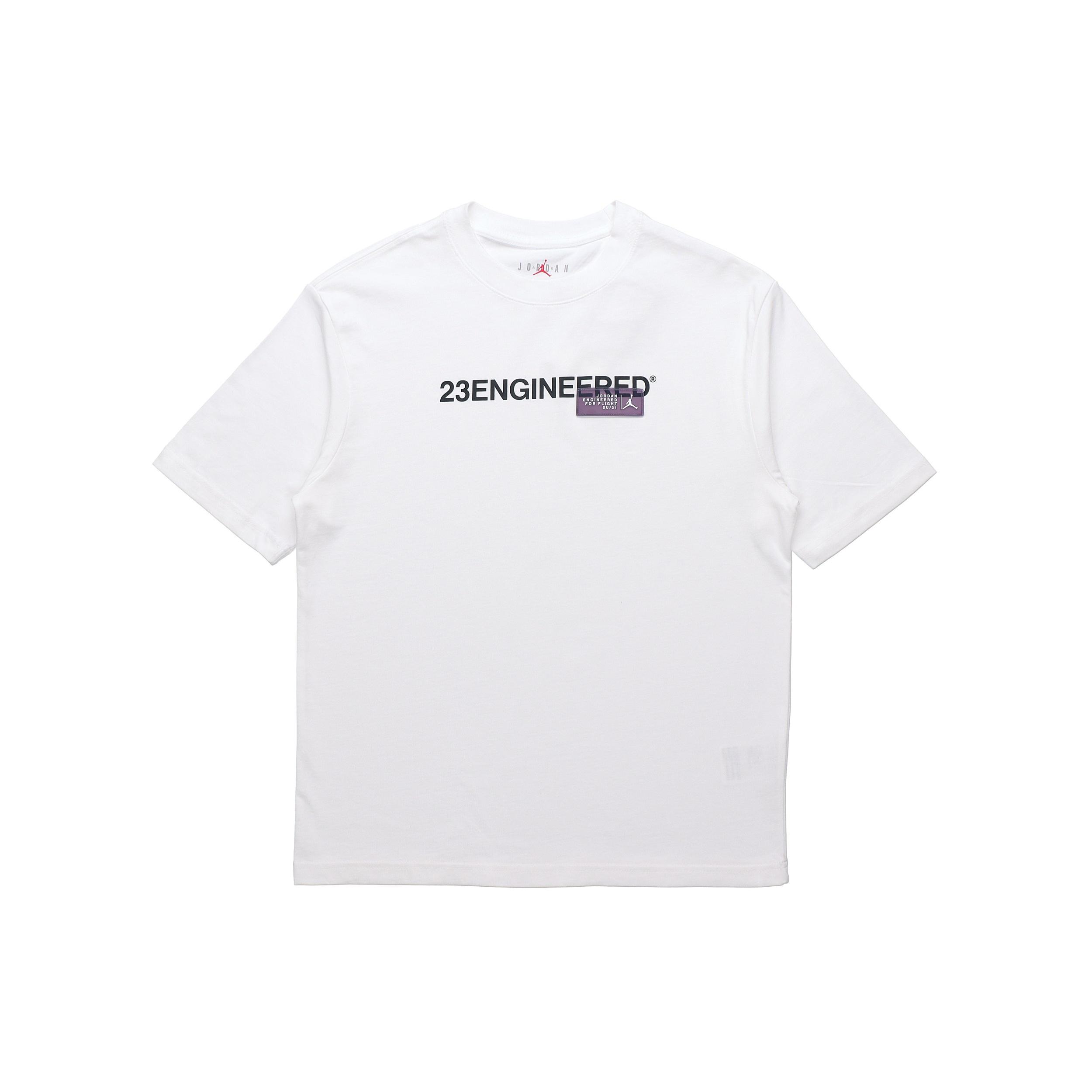 Men s Air Jordan 23 Engineered Alphabet Printing Sports Training Short Sleeve White T-Shirt CZ5182-100 XXXL