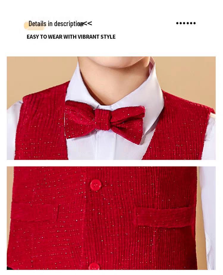 Children's New Year's Red Performance Costume for School Speech and Poetry Competitions