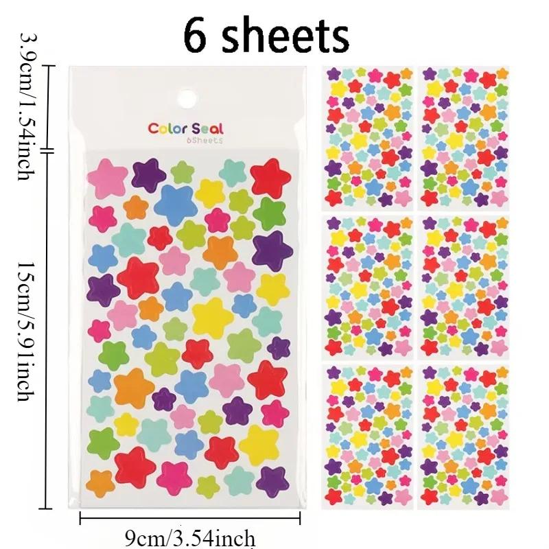 6 Stück Scrapbook-Notizbuch Liebe Pünktchen Stern Aufkleber DIY-Aufkleber Handbuch Album Dekorationszubehör