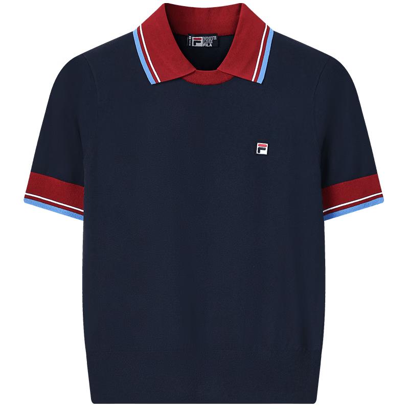 FILA Women s Color-block Slim-Fit Short Sleeve Knit Top M