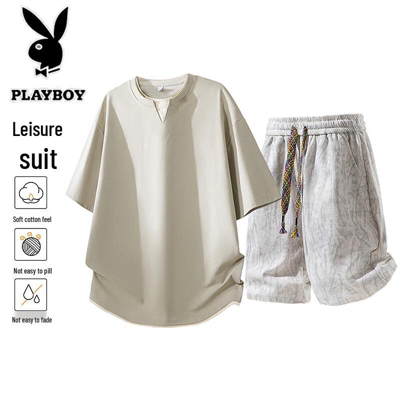 Playboy Men s Summer Casual Two-Piece Set 8XL