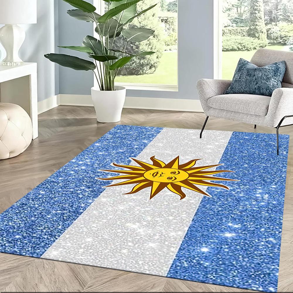 Argentina Sparkle Flag Square Rugs Are a Great Choice for Living Rooms, Bedrooms, Home Décor, and As Gifts.