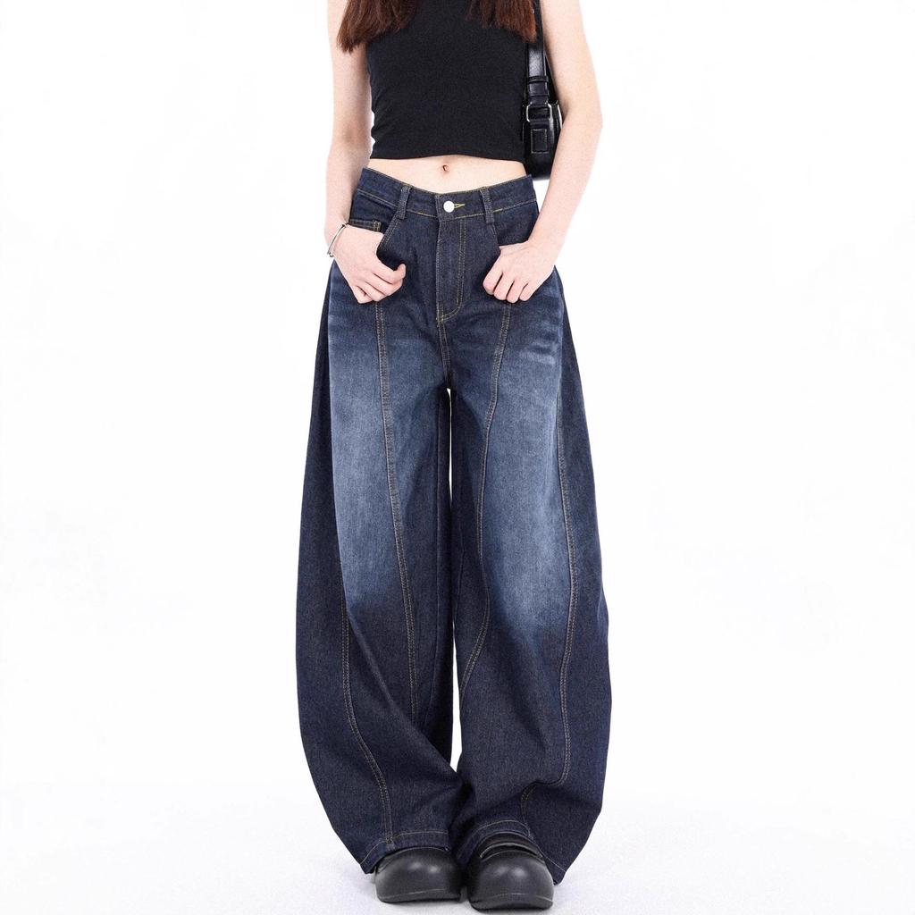 2025 Herbst/Winter Damen Washed Wide-Leg Scimitar Jeans