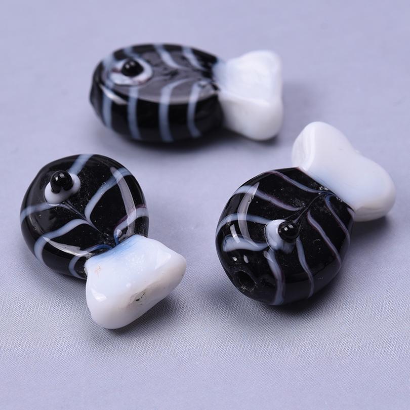 12pcs/Lot Mixed Patterned Stripe Fish Beads For Jewelry Making Supplies Cute Animal Glass Spacer Bead Handmade Bracelets Anklets
