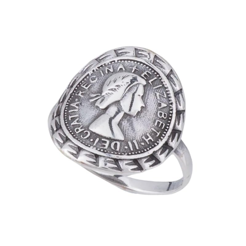 

[aBALENT] ring men s silver 925 coin ring pinky ring simple adult ring silver ring (No. 12)