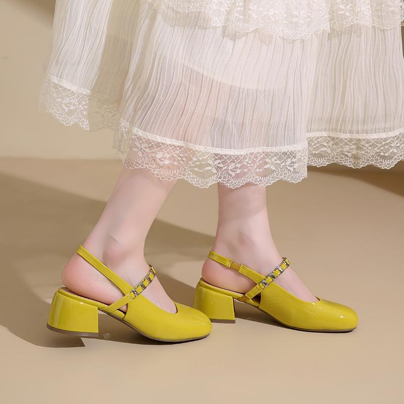 

Туфли Мэри Джейн для женщин, новые модные женские туфли на среднем каблуке, мягкие и удобные красные балетки, Zapatos De Mujer 40 жёлтый