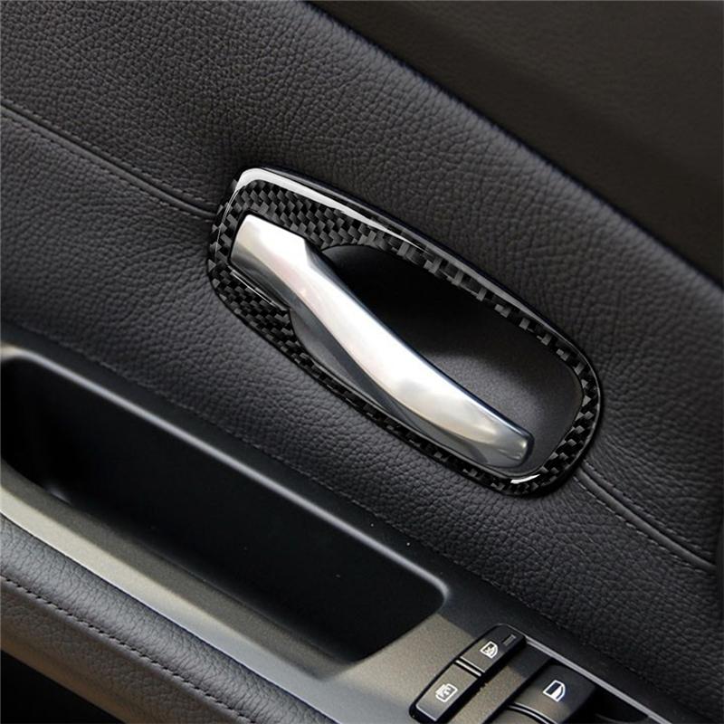 Carbon Fiber Car Interior Door Handle Trim Frame Cover Decor Stickers For BMW 5 Series E60 2006-2010 Styling Accessories