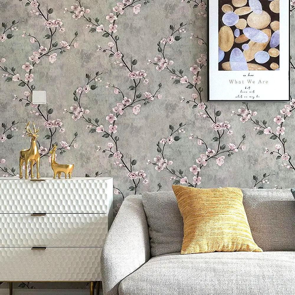 Floral Grey Peel and Stick Wallpaper Flower Self Adhesive Roll Waterproof Removable Contact Paper Furniture Table Renovate Decor