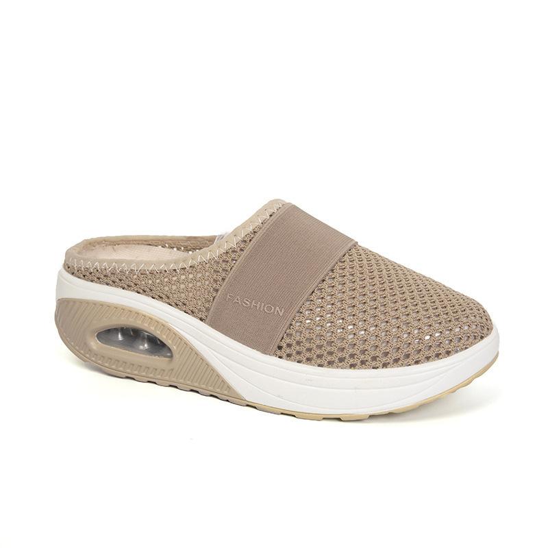 Scarpe con tacco a zeppa, Pantofole casual chiuse a punta larga, Scarpe a punta tonda, Nuove scarpe da donna