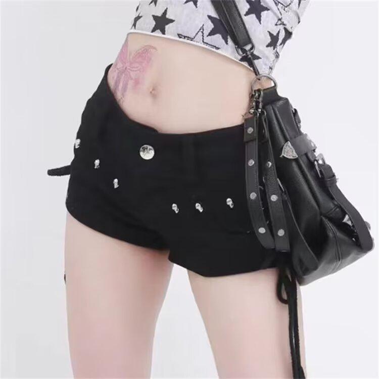 

Женские джинсовые шорты с высокой талией и широкими штанинами 2025 - Корейский стиль, стройнящие и модные для весны и лета XL: Height 155-165CM (60-66kg)