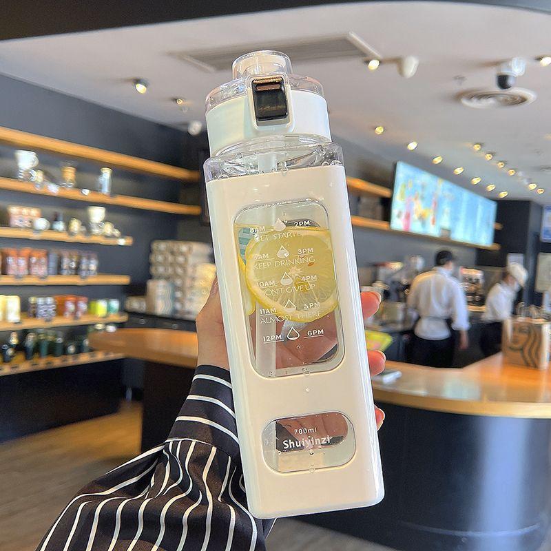700ml/900ml Sports Water Bottle Portable Sippy Cup Suitable For Outdoor Sports Cycling Plastic Cup Large Capacity Square Water Cup
