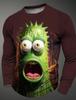 3D Printed Cartoon Cucumber Bitter Melon Pattern Autumn Men's Round Neck Casual Long Sleeve Oversized Pullover Fashion Tops