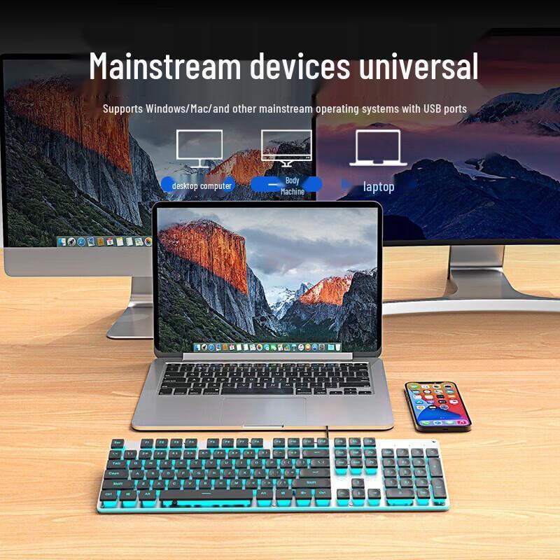 EWEADN GX710S Wired Membrane Keyboard with Mechanical Feel